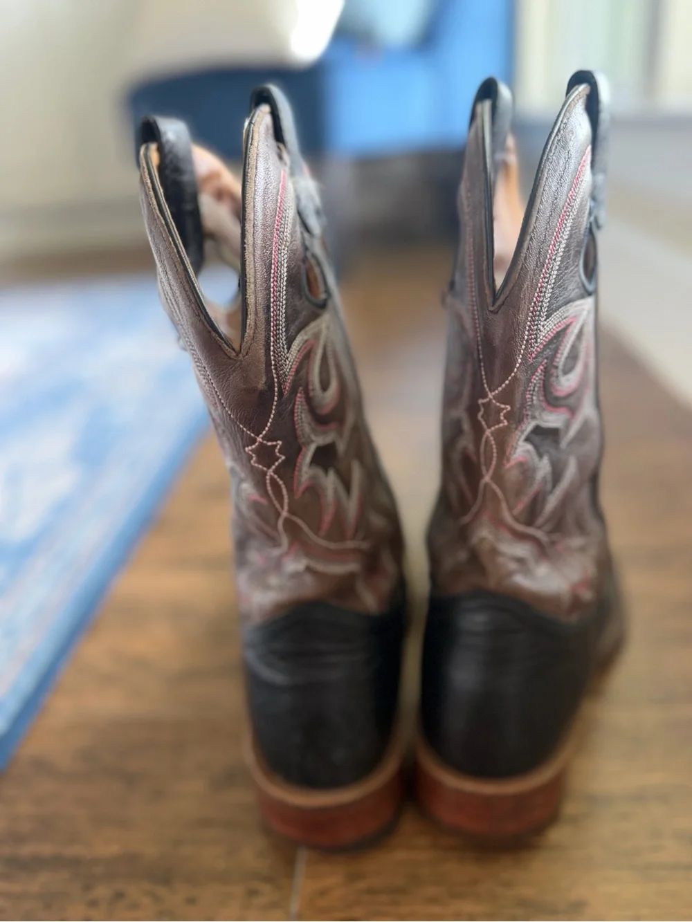 Boulet Mens Cowboy Boots Size 9 1/2 brown and black